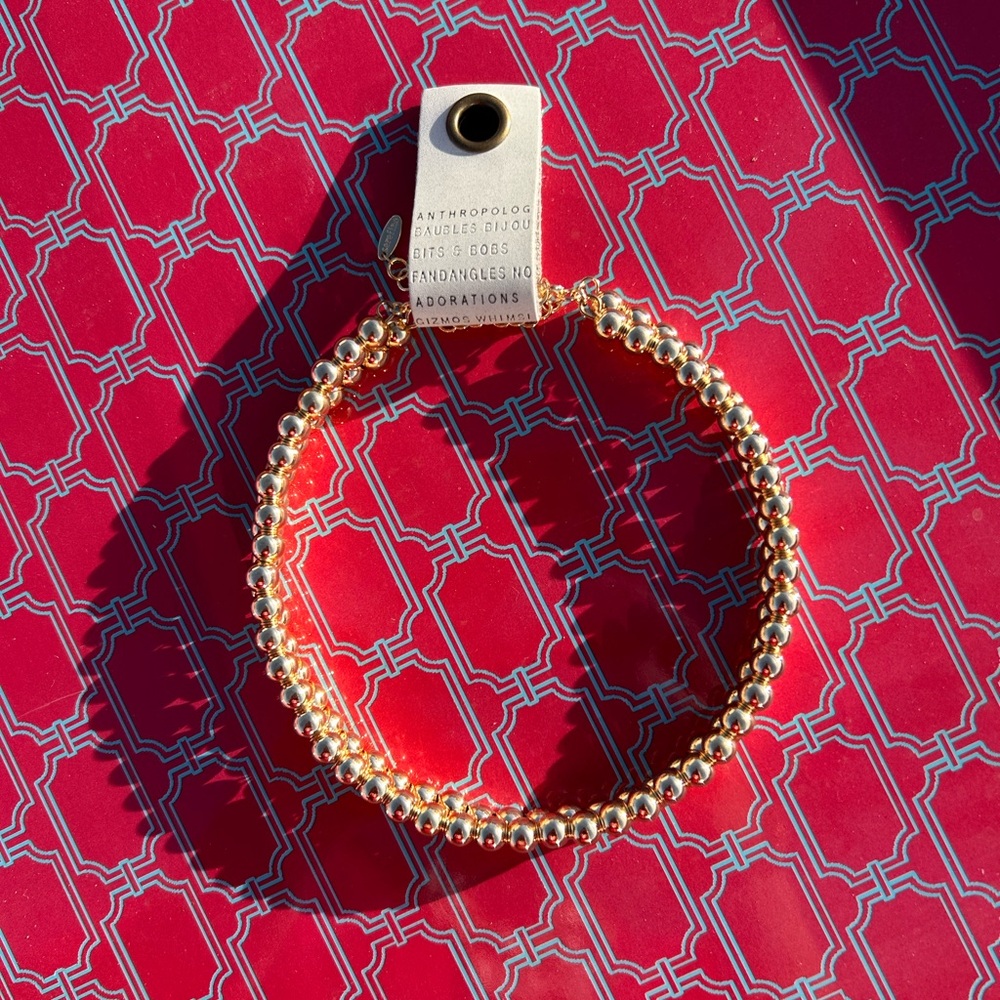 Anthropologie Gold Beaded Necklace - Picture 4 of 11